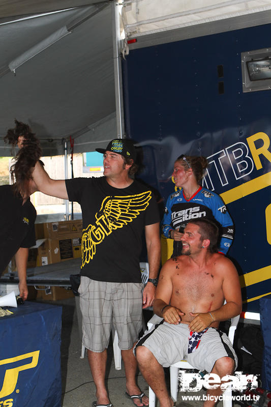 mike haderer hair on display after the podium